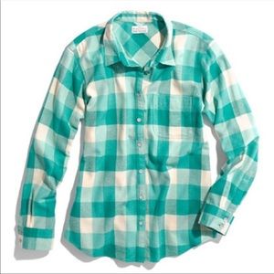 Madewell by Broadway & Broome Flannel Checkered / Plaid in teal / turquoise